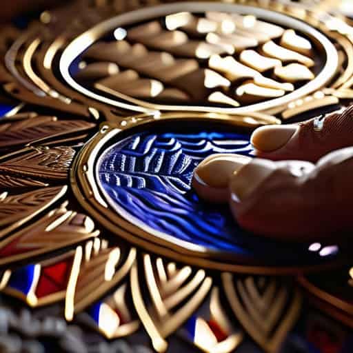 Champlevé enamel carving process detail.